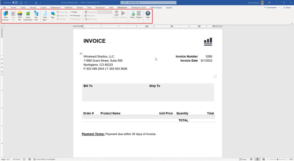 webmerge invoice